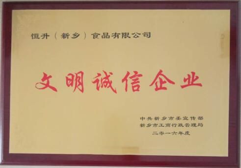 恒升文明誠(chéng)信企業(yè)（2016年度）